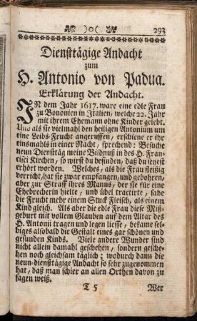Diensttägige Andacht zu St. Antonio - Gebett zu St. Antonio.