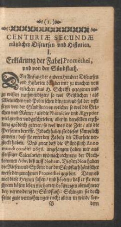 Centuriae Secundae nützlicher Discursen und Historien. I. - X.