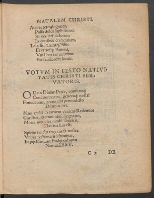 Votum In Festo Nativitatis Christi Servatoris.