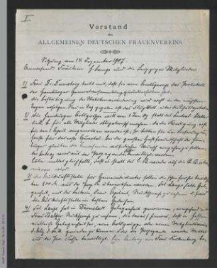 Protokoll Vorstandssitzung Dezember 1907