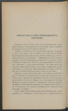 Medio siglo del pensamiento francés