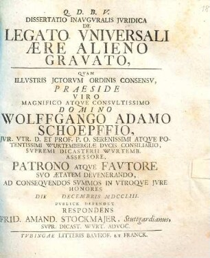 Dissertatio Inavgvralis Jvridica De Legato Vniversali Aere Alieno Gravato