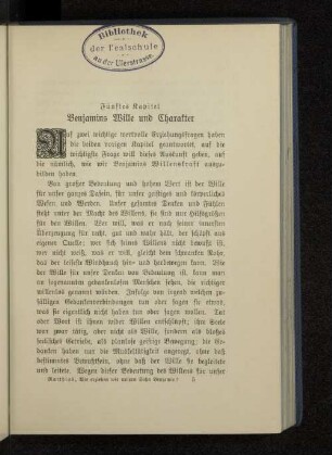 Fünftes Kapitel Benjamins Wille und Charakter