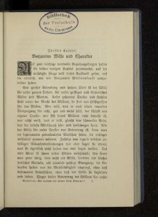 Fünftes Kapitel Benjamins Wille und Charakter