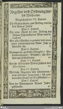 Register und Ordnung dieses Büchleins