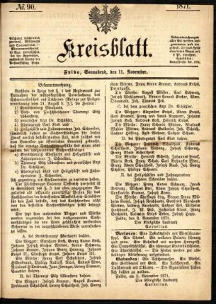 Ausgabe vom Samstag, den 11. November 1871.
