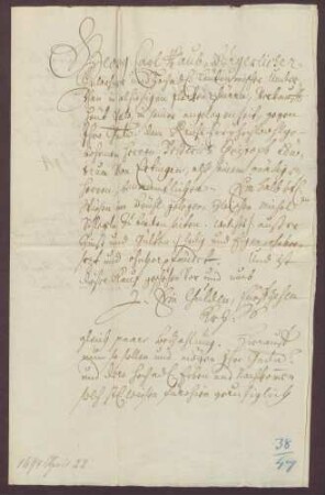 Georg Karl Haub aus Dürrn verkauf ein Ackerstück an Friedrich Christoph Leutrum von Ertingen