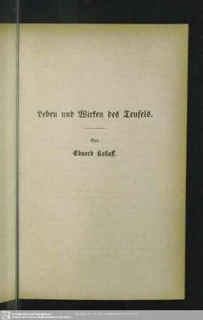 Leben und Wirken des Teufels