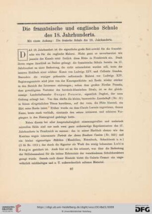 Die französische und englische Schule des 18. Jahrhunderts