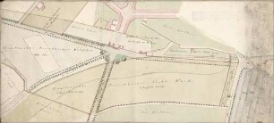 Domainen Verwaltung Carlsruhe. Beiertheim Nr. 1. Plan über Beiertheimer eingetauschte Aecker und Wiesen (Beiertheimer Wäldchen und Beiertheimer Nachtweide) (Rückseite)