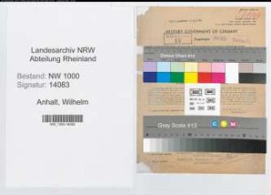 Entnazifizierung Wilhelm Anhalt, geb. 26.05.1900 (Steuerhelfer)
