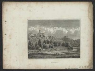 Ansicht von Dohna, Stahlstich, um 1840 : Dohna. - [Stuttgart] : [Scheible] , [um 1840]. - 1 Kunstbl. : Stahlst. ; 10 x 7 cm