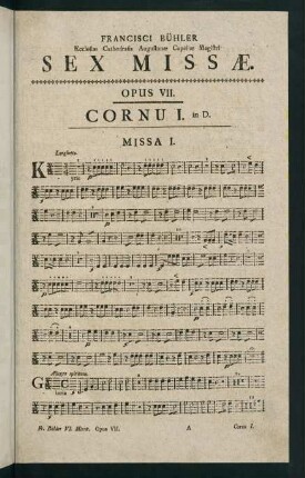 1-22, Sex Missae. Opus VII. Cornu I. in D.