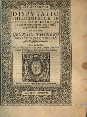 De scientia disputatio philosophica