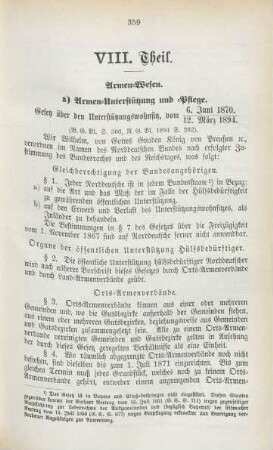 VIII. Theil. Armen-Wesen