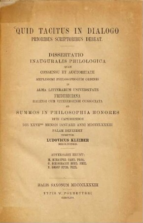 Quid Tacitus in dialogo prioribus scriptoribus debeat