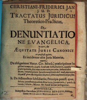 Tractatus iur. theor. pract. de denuntiatione evangelica