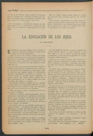 La educación de los hijos