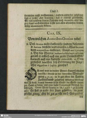 Cap. IX. Von welchen Autoribus Grotius rede?