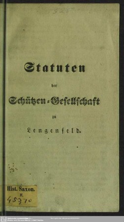 Statuten der Schützen-Gesellschaft zu Lengenfeld