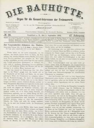 No. 36. Frankfurt a. M., den 3. September 1904. 47. Jahrgang.