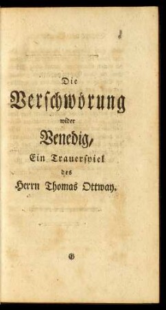 Die Verschwörung wider Venedig