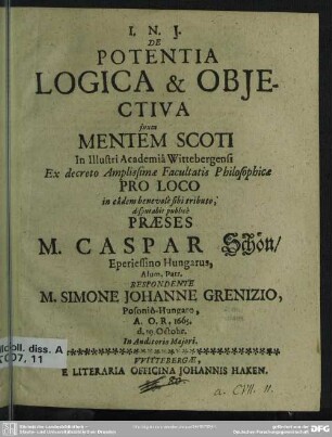 De Potentia Logica & Objectiva juxta Mentem Scoti