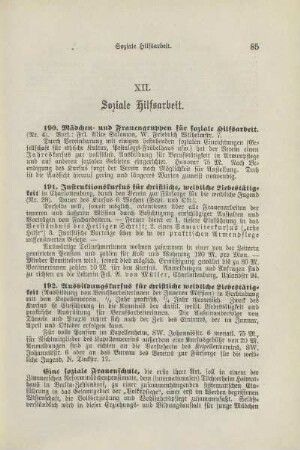 XII. Soziale Hilfsarbeit