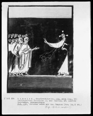Perikopenbuch Kaiser Heinrichs II. für den Bamberger Dom — Christus redet mit den Jüngern, Folio 136recto