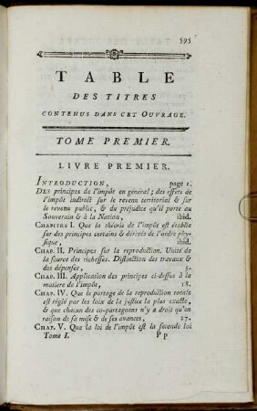 Tables des Titres contenus dans cet Ouvrage.