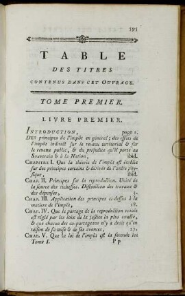 Tables des Titres contenus dans cet Ouvrage.