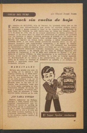 Crack sin vuelta de hoja : Cosas del turf