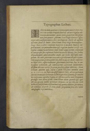 Typographus Lectori.