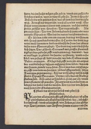Plato der übernatürlich und göttlich Philosophus.