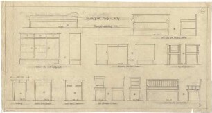 Billing, Hermann; Singen; Krankenhaus - Inneneinrichtung, Möbel: Tische, Stühle, Bänke (Aufrisse)