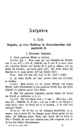 I. Theil. Aufgaben, zu deren Auflösung die Proportionenlehre nicht angewandt ist.