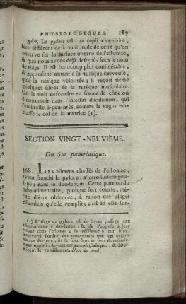 Section Vingt-Neuvième. Du Suc pancréatique
