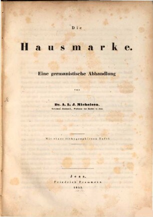 Die Hausmarke : eine germanistische Abhandlung