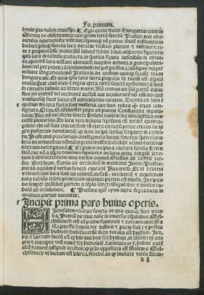 Incipit prima pars huius operis.