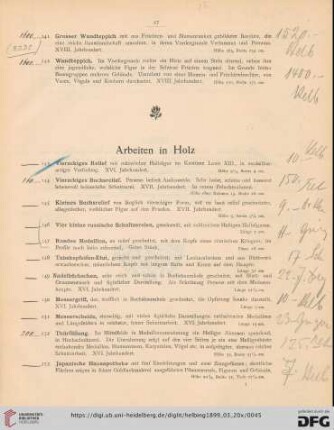 Arbeiten in Holz (Nr. 143-154)