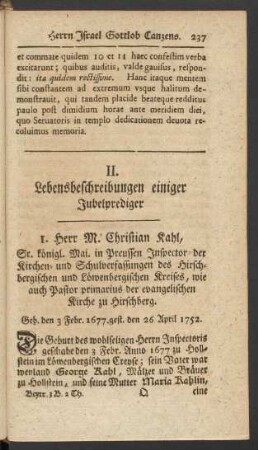 II. Lebensbeschreibungen einiger Jubelprediger