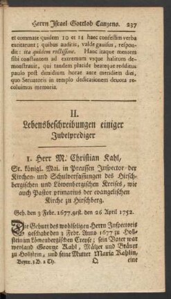 II. Lebensbeschreibungen einiger Jubelprediger