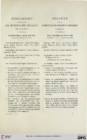 Vorstands-Sitzung vom 19. April 1901 / Séance du Comité du 19 avril 1901