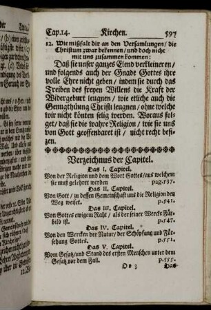 Verzeichnus der Capitel.