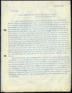 G. Karo an DAI Zentrale