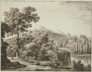 Gebirgslandschaft mit Burgruinen