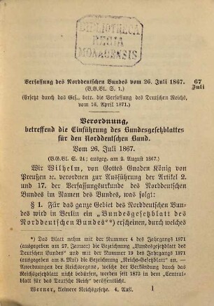 Sammlung kleinerer Reichsgesetze
