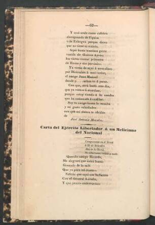 Carta del Ejército Libertador a un meliciano del Nacional