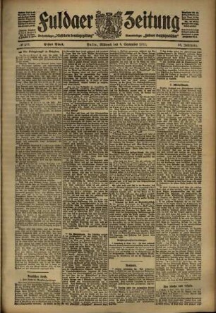 Erste Ausgabe vom Mittwoch, den 06. September 1911.