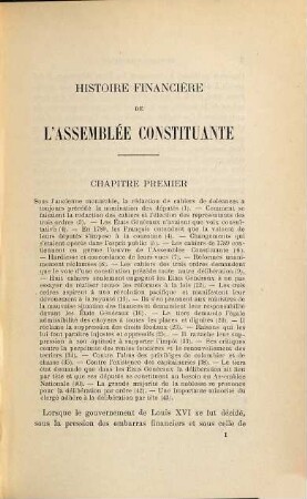 Histoire financière de l'assemblée constituante, I